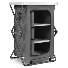 Folding Camping Storage Cabinet with 3 Shelves and Carry Bag