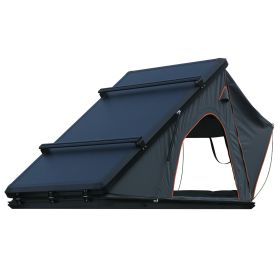 Trustmade Triangle Aluminum Black Hard Shell Grey Rooftop Tent with Roof Rack Scout Plus Series (Color: BlackGrey)